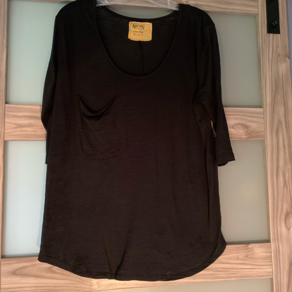 O/S Nation LTD scoopneck 3/4 sleeve tee